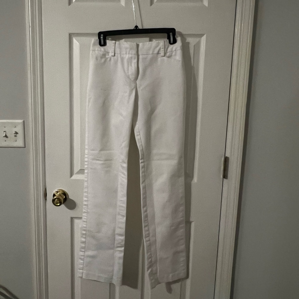 White straight leg full length pants